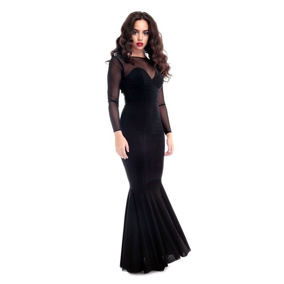 Collectif Morticia Fishtail Dress XS Black Subculture Whimsigoth Witchcore Twee - Picture 1 of 11